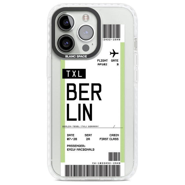 Personalised Berlin Boarding Pass Custom Phone Case iPhone 13 Pro / Impact Case,iPhone 14 Pro / Impact Case,iPhone 15 Pro Max / Impact Case,iPhone 15 Pro / Impact Case Blanc Space