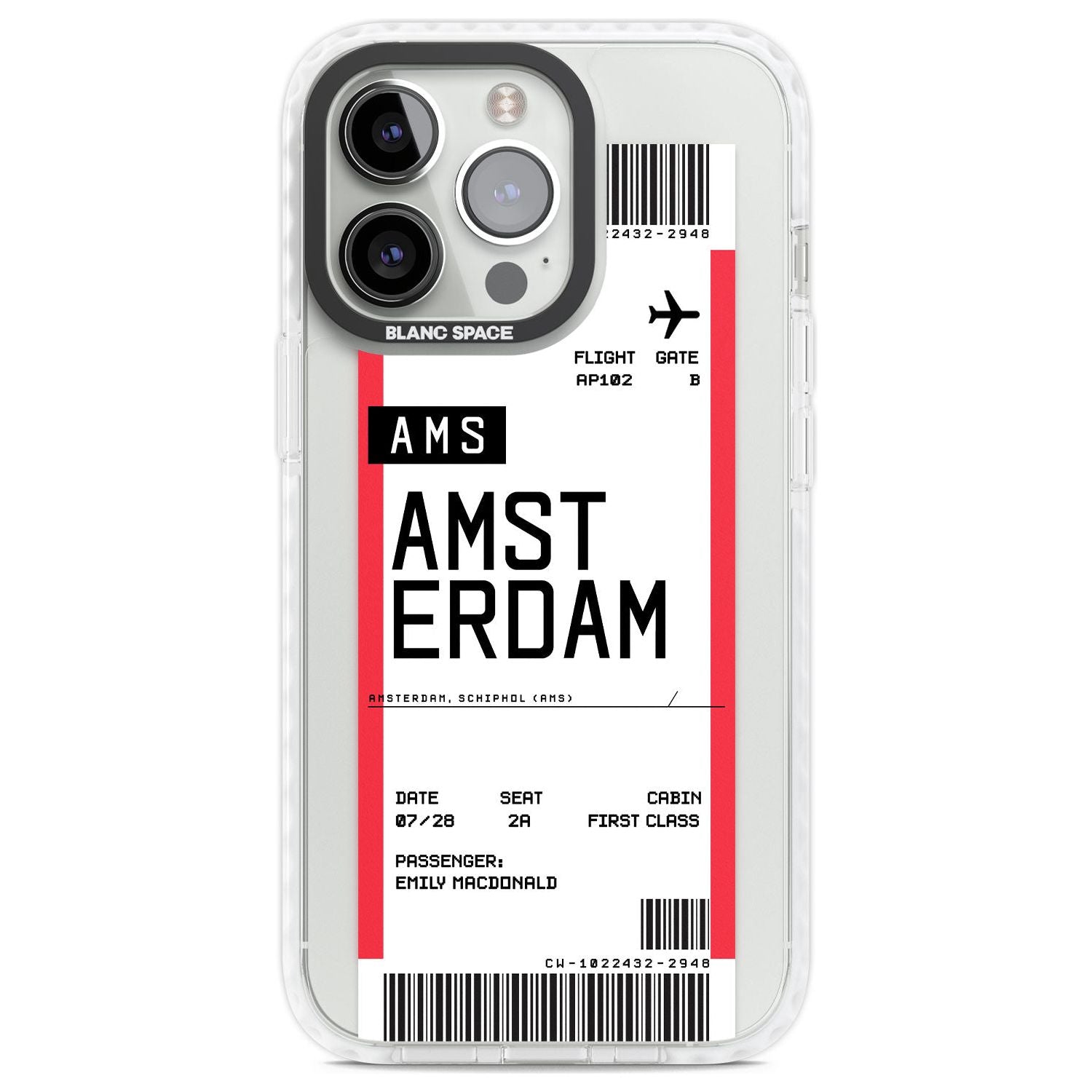 Personalised Amsterdam Boarding Pass Custom Phone Case iPhone 13 Pro / Impact Case,iPhone 14 Pro / Impact Case,iPhone 15 Pro Max / Impact Case,iPhone 15 Pro / Impact Case Blanc Space