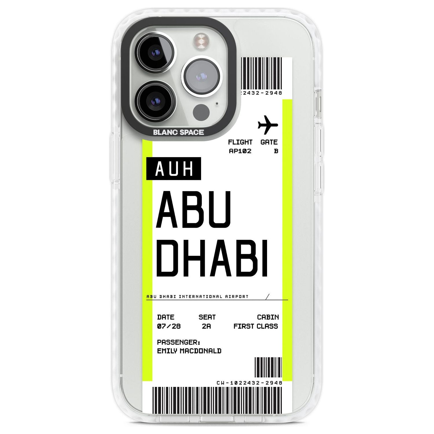Personalised Abu Dhabi Boarding Pass Custom Phone Case iPhone 13 Pro / Impact Case,iPhone 14 Pro / Impact Case,iPhone 15 Pro Max / Impact Case,iPhone 15 Pro / Impact Case Blanc Space