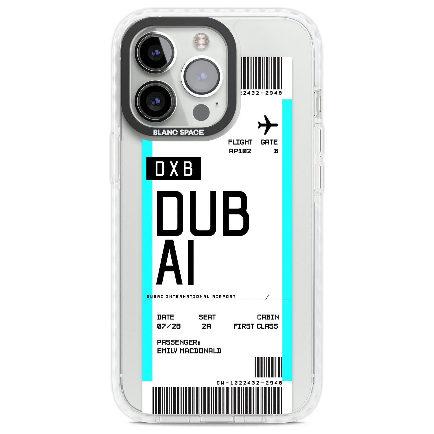 Personalised Dubai Boarding Pass Custom Phone Case iPhone 13 Pro / Impact Case,iPhone 14 Pro / Impact Case,iPhone 15 Pro Max / Impact Case,iPhone 15 Pro / Impact Case Blanc Space