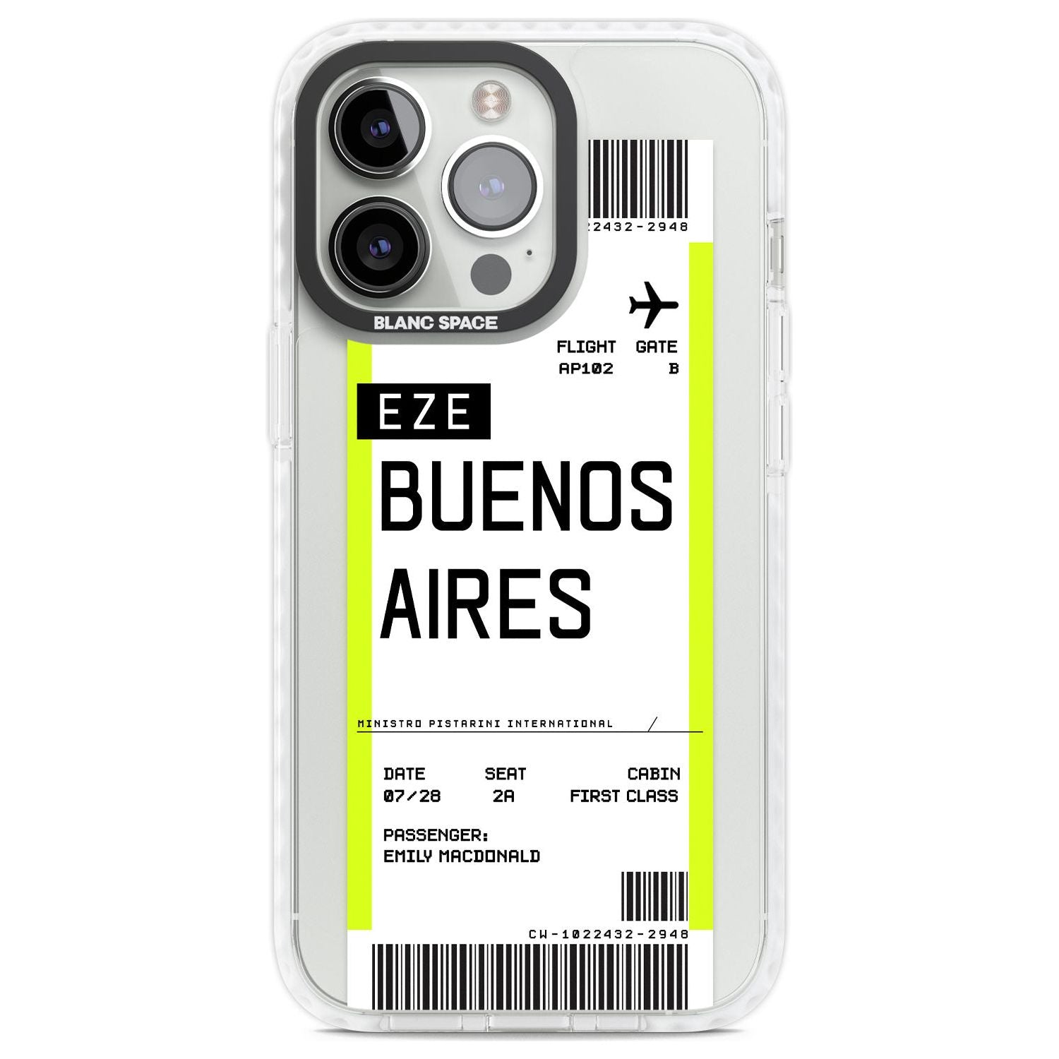 Personalised Buenos Aires Boarding Pass Custom Phone Case iPhone 13 Pro / Impact Case,iPhone 14 Pro / Impact Case,iPhone 15 Pro Max / Impact Case,iPhone 15 Pro / Impact Case Blanc Space