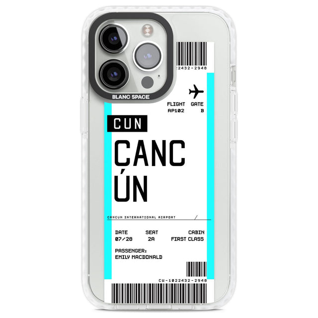 Personalised Cancún Boarding Pass Custom Phone Case iPhone 13 Pro / Impact Case,iPhone 14 Pro / Impact Case,iPhone 15 Pro Max / Impact Case,iPhone 15 Pro / Impact Case Blanc Space