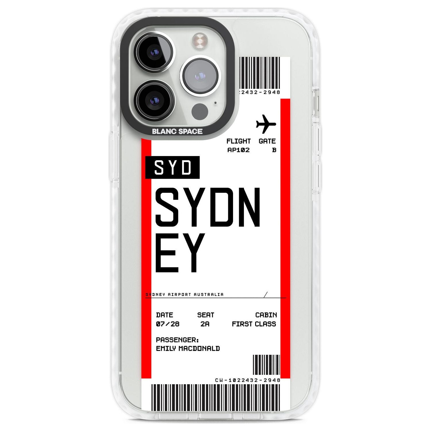 Personalised Sydney Boarding Pass Custom Phone Case iPhone 13 Pro / Impact Case,iPhone 14 Pro / Impact Case,iPhone 15 Pro Max / Impact Case,iPhone 15 Pro / Impact Case Blanc Space