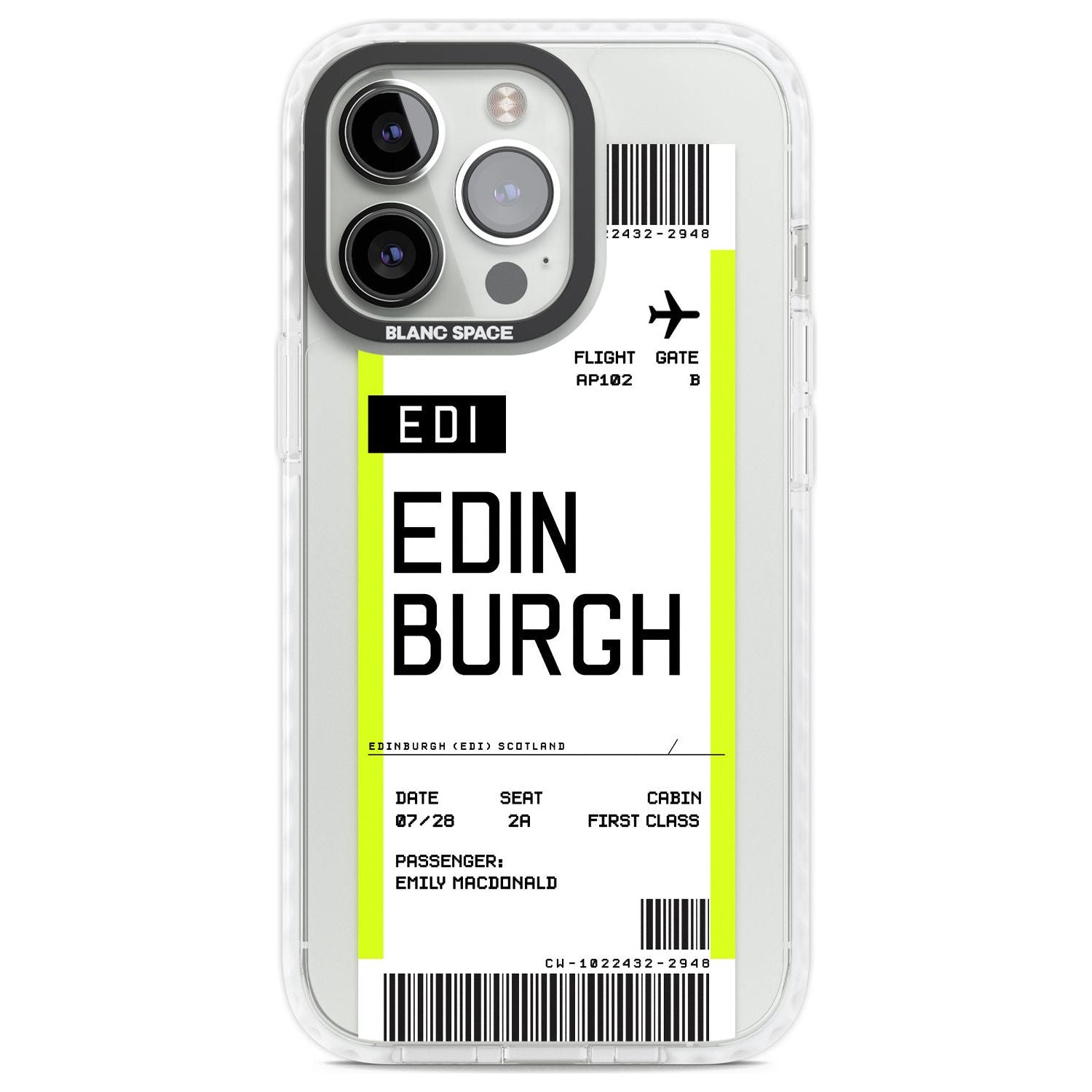Personalised Edinburgh Boarding Pass Custom Phone Case iPhone 13 Pro / Impact Case,iPhone 14 Pro / Impact Case,iPhone 15 Pro Max / Impact Case,iPhone 15 Pro / Impact Case Blanc Space