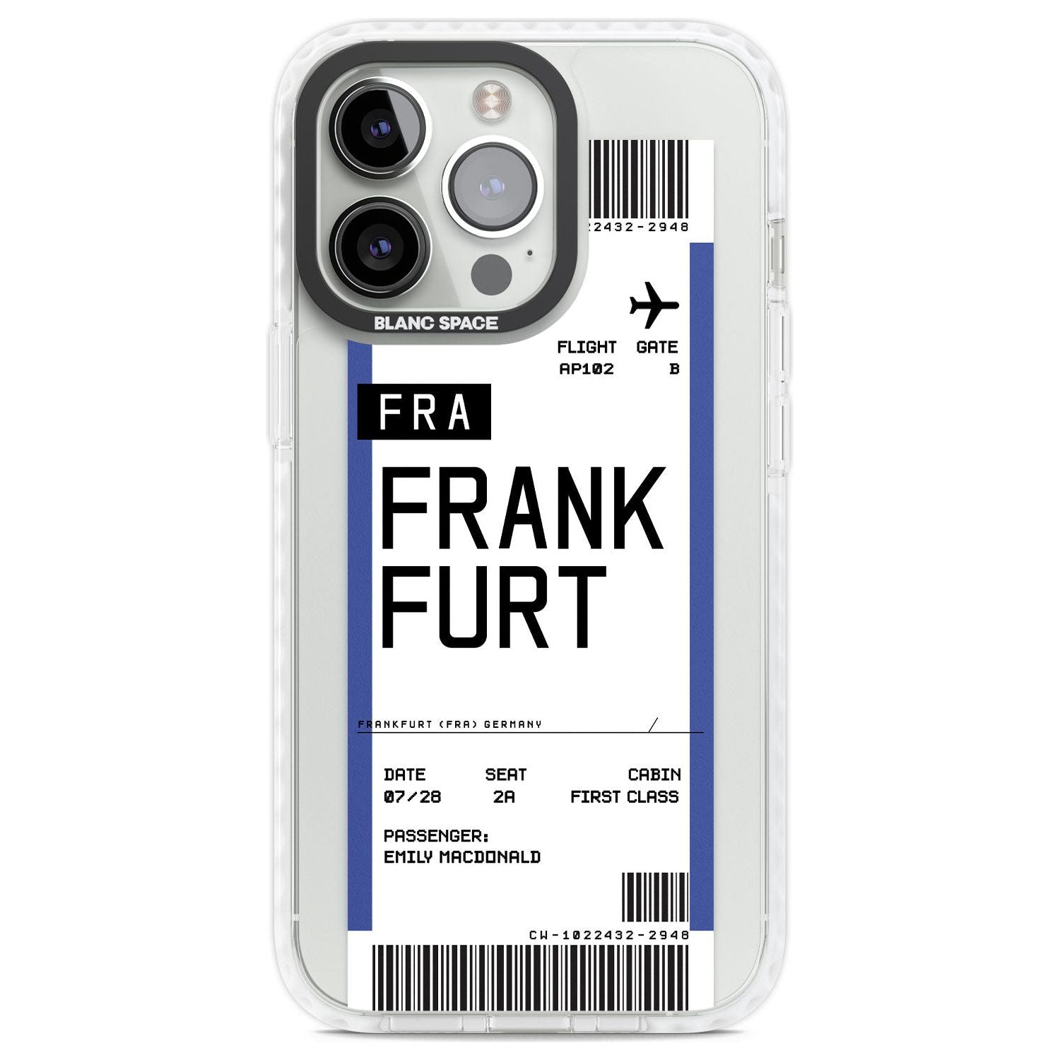 Personalised Frankfurt Boarding Pass Custom Phone Case iPhone 13 Pro / Impact Case,iPhone 14 Pro / Impact Case,iPhone 15 Pro Max / Impact Case,iPhone 15 Pro / Impact Case Blanc Space