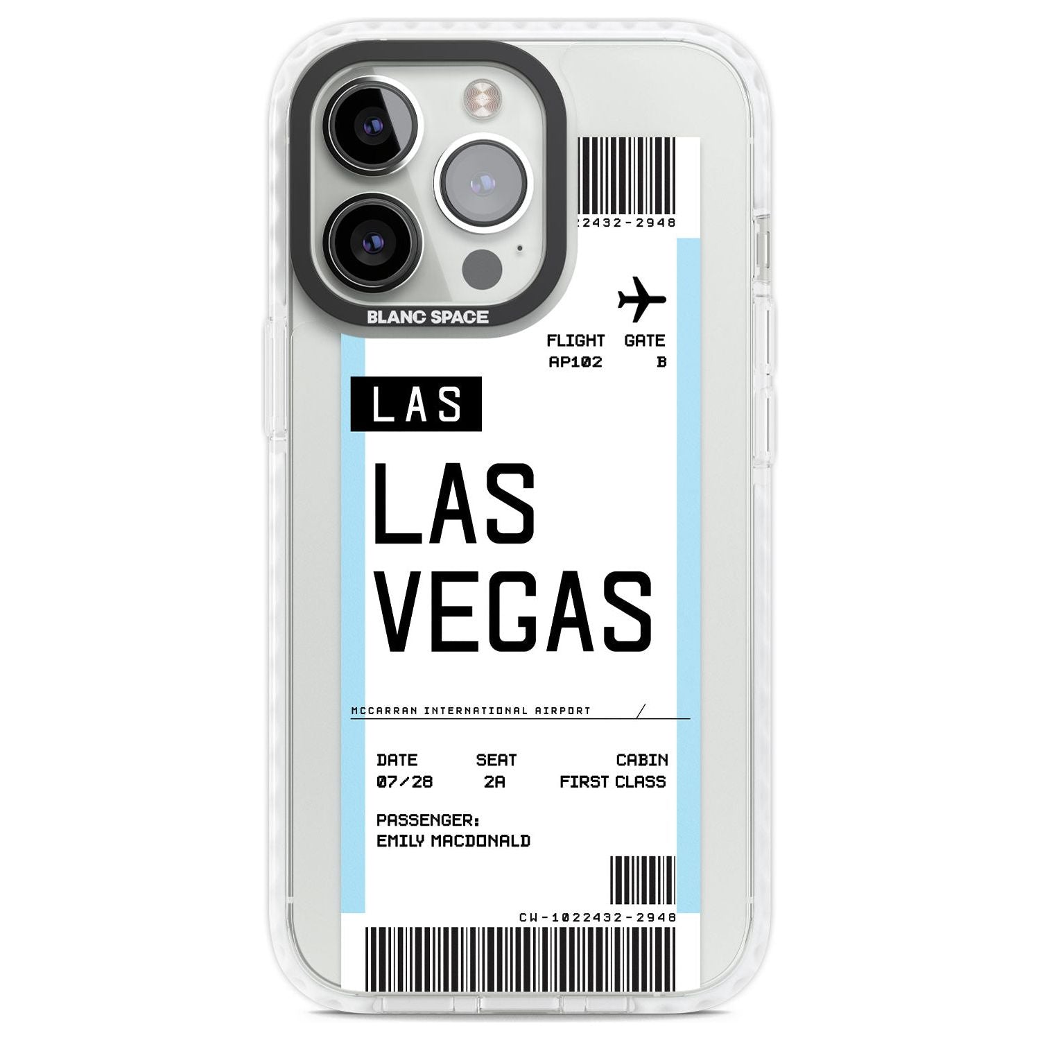 Personalised Las Vegas Boarding Pass Custom Phone Case iPhone 13 Pro / Impact Case,iPhone 14 Pro / Impact Case,iPhone 15 Pro Max / Impact Case,iPhone 15 Pro / Impact Case Blanc Space