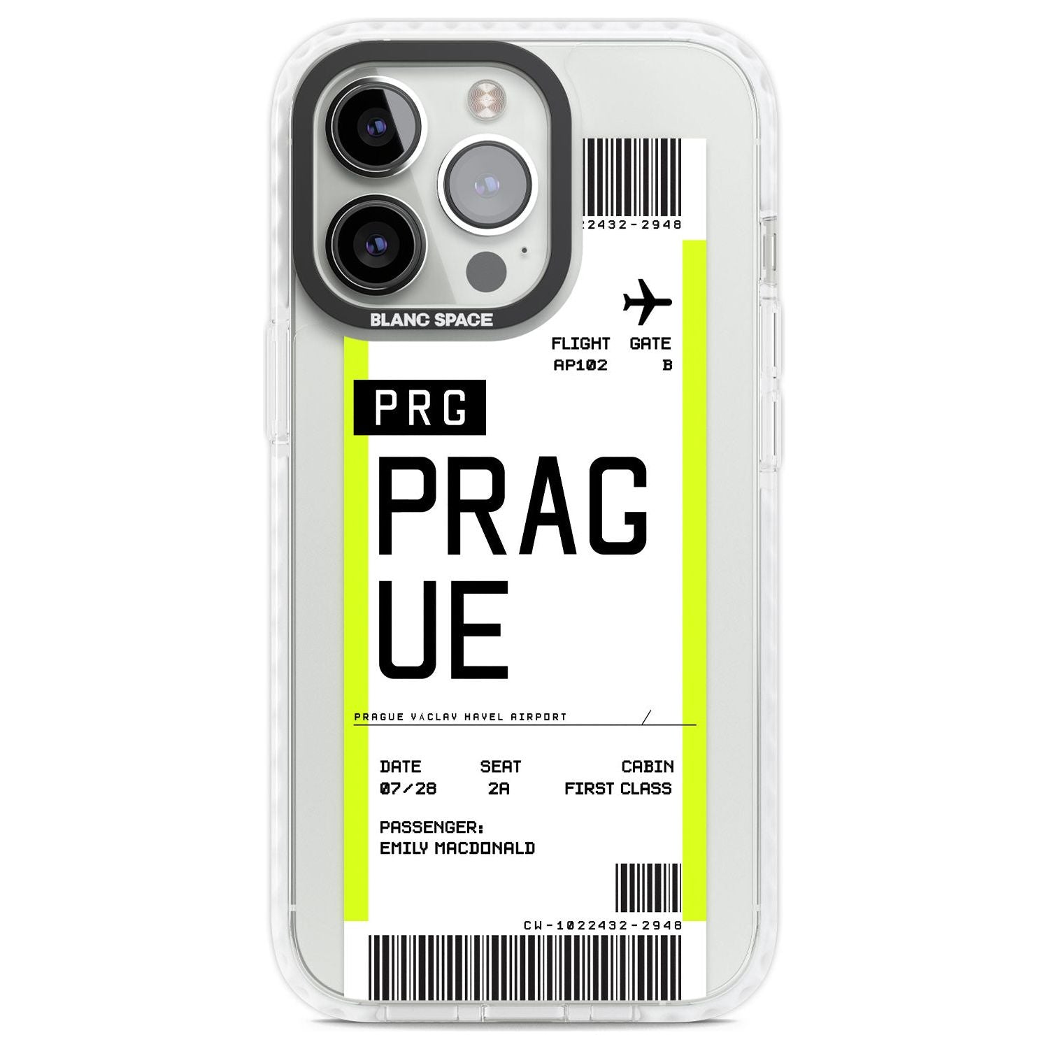 Personalised Prague Boarding Pass Custom Phone Case iPhone 13 Pro / Impact Case,iPhone 14 Pro / Impact Case,iPhone 15 Pro Max / Impact Case,iPhone 15 Pro / Impact Case Blanc Space