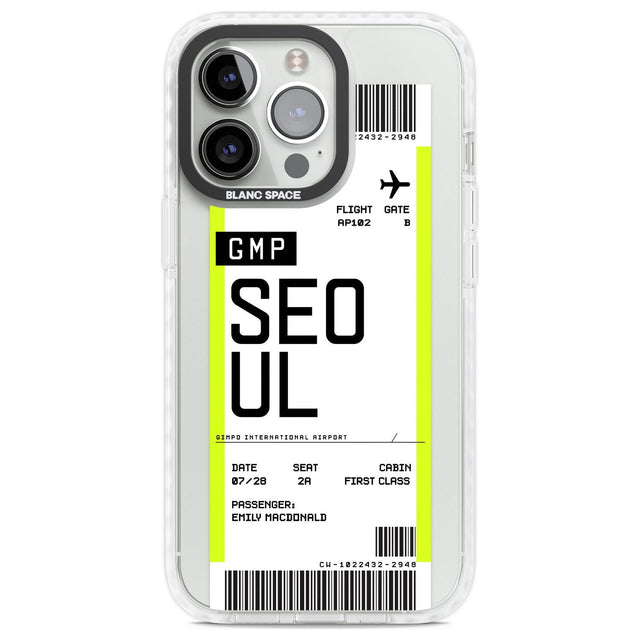 Personalised Seoul Boarding Pass Custom Phone Case iPhone 13 Pro / Impact Case,iPhone 14 Pro / Impact Case,iPhone 15 Pro Max / Impact Case,iPhone 15 Pro / Impact Case Blanc Space