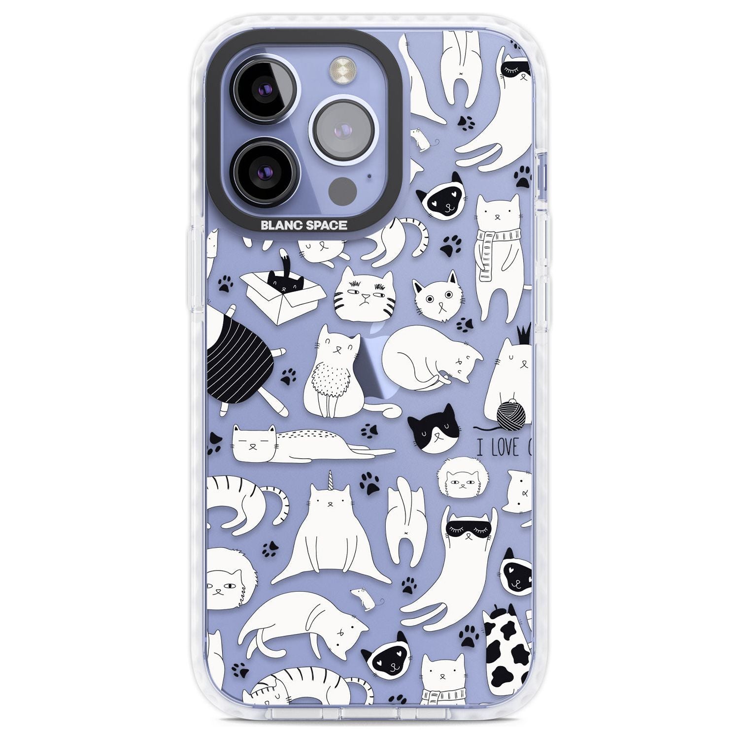 Cartoon Cat Collage - Black & White Phone Case iPhone 13 Pro / Impact Case,iPhone 14 Pro / Impact Case,iPhone 15 Pro Max / Impact Case,iPhone 15 Pro / Impact Case Blanc Space