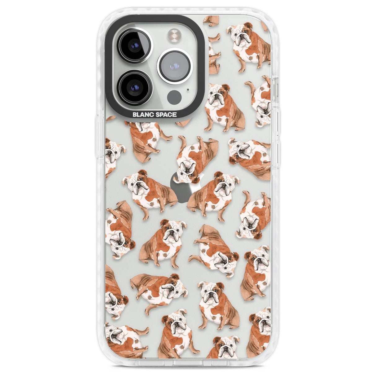 English Bulldog Watercolour Dog Pattern Phone Case iPhone 13 Pro / Impact Case,iPhone 14 Pro / Impact Case,iPhone 15 Pro / Impact Case,iPhone 15 Pro Max / Impact Case Blanc Space
