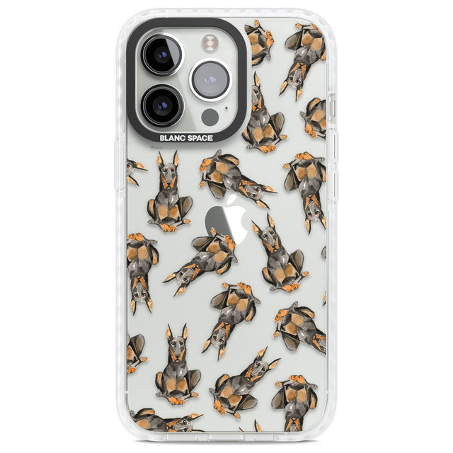 Doberman Watercolour Dog Pattern Phone Case iPhone 13 Pro / Impact Case,iPhone 14 Pro / Impact Case,iPhone 15 Pro Max / Impact Case,iPhone 15 Pro / Impact Case Blanc Space
