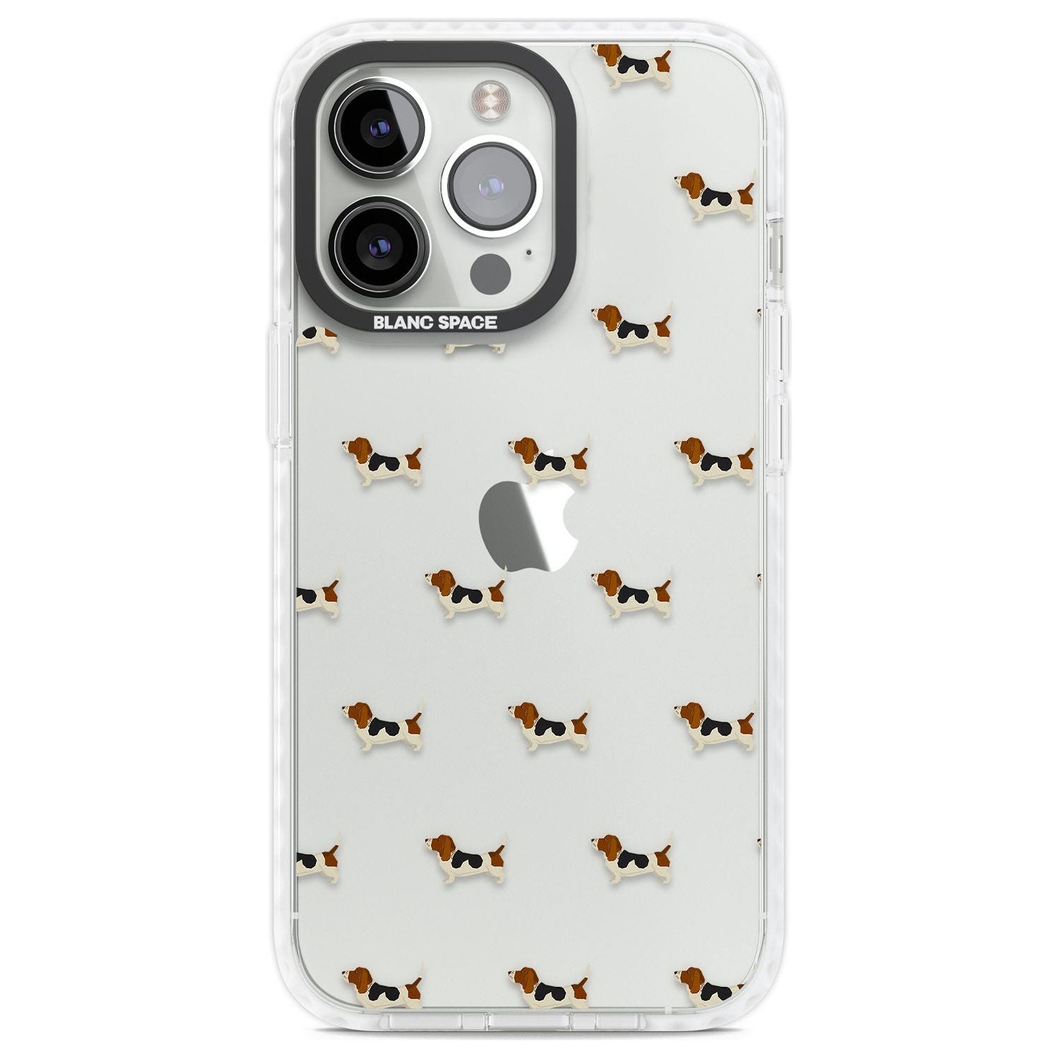 Basset Hound Dog Pattern Clear Phone Case iPhone 13 Pro / Impact Case,iPhone 14 Pro / Impact Case,iPhone 15 Pro Max / Impact Case,iPhone 15 Pro / Impact Case Blanc Space