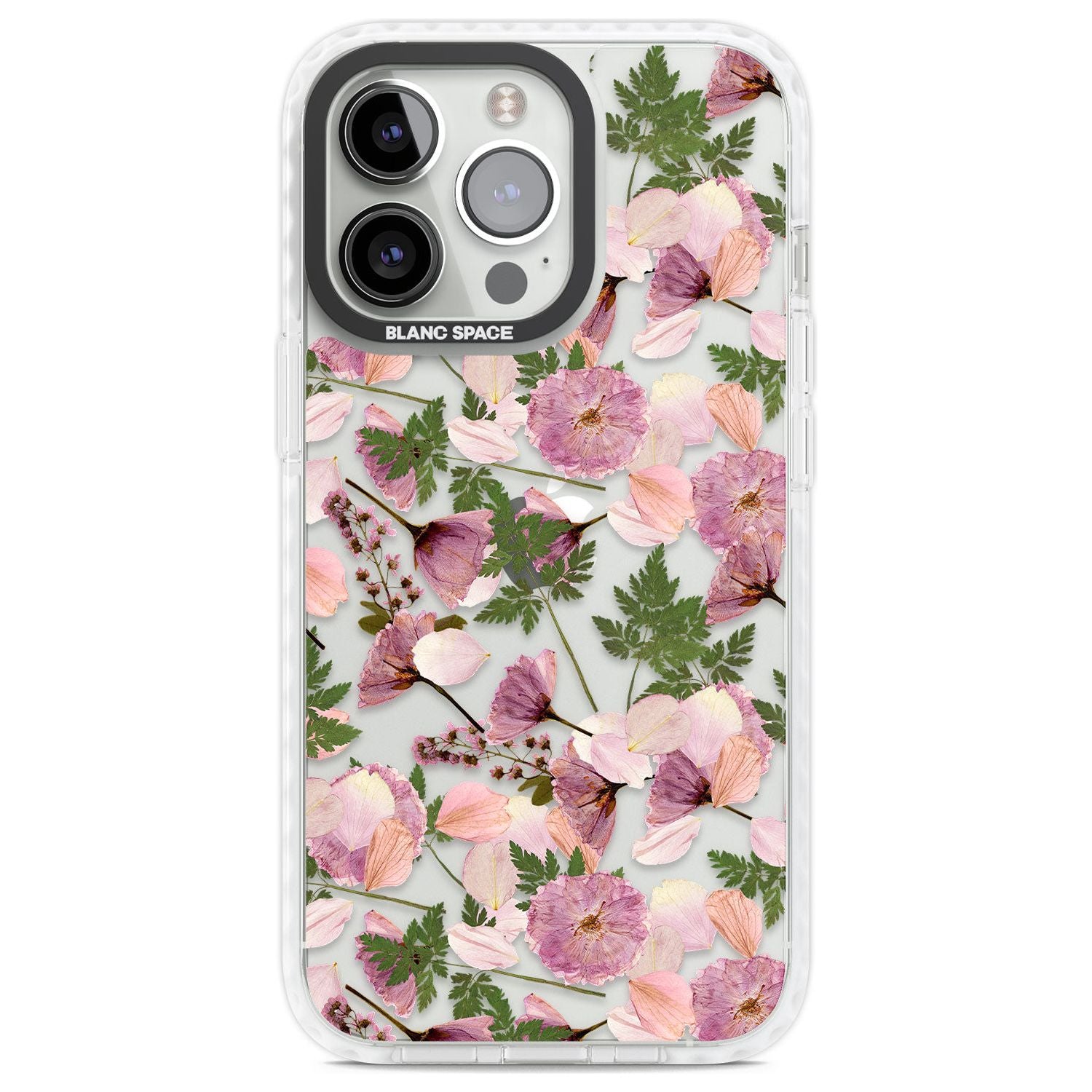 Leafy Floral Pattern Transparent Design Phone Case iPhone 13 Pro / Impact Case,iPhone 14 Pro / Impact Case,iPhone 15 Pro Max / Impact Case,iPhone 15 Pro / Impact Case Blanc Space