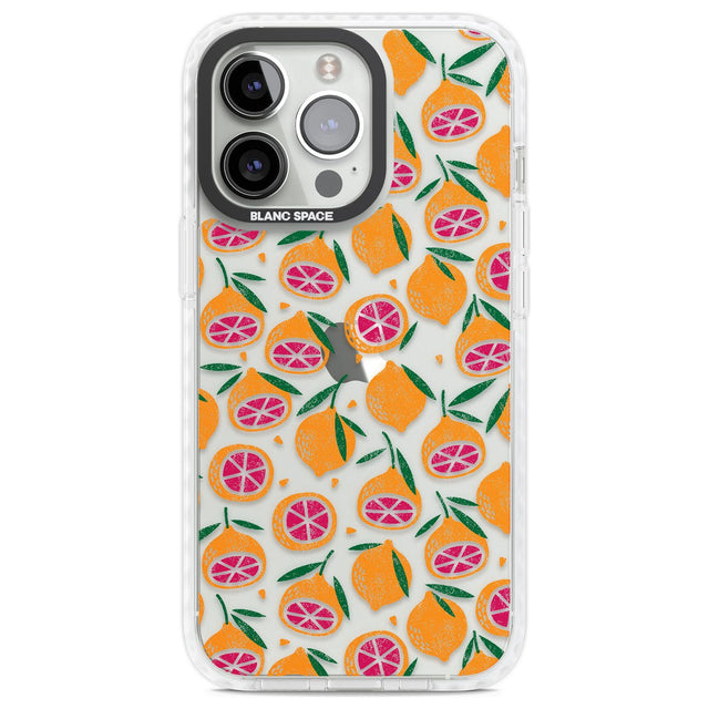 Blood Orange Fruit Pattern Transparent Phone Case iPhone 13 Pro / Impact Case,iPhone 14 Pro / Impact Case,iPhone 15 Pro / Impact Case,iPhone 15 Pro Max / Impact Case Blanc Space