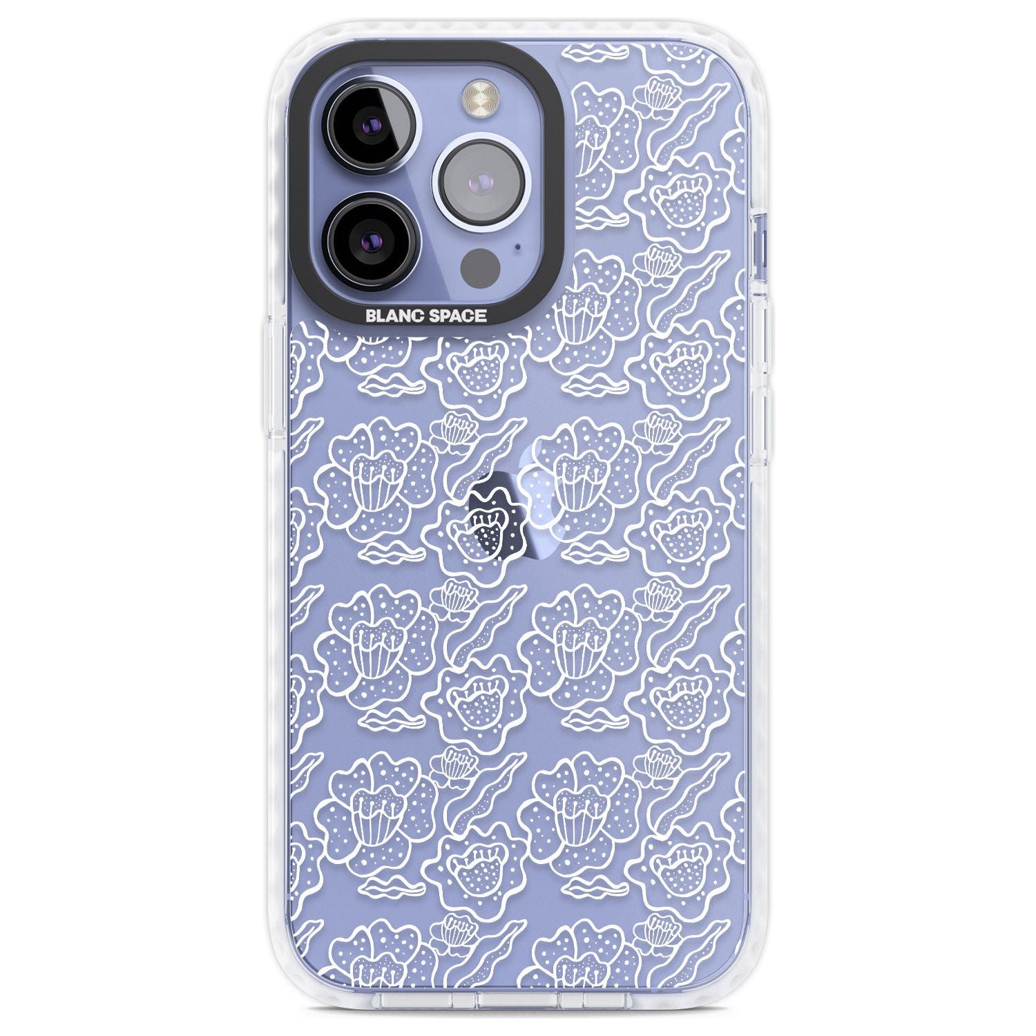 Funky Floral Patterns White on Clear Phone Case iPhone 13 Pro / Impact Case,iPhone 14 Pro / Impact Case,iPhone 15 Pro Max / Impact Case,iPhone 15 Pro / Impact Case Blanc Space