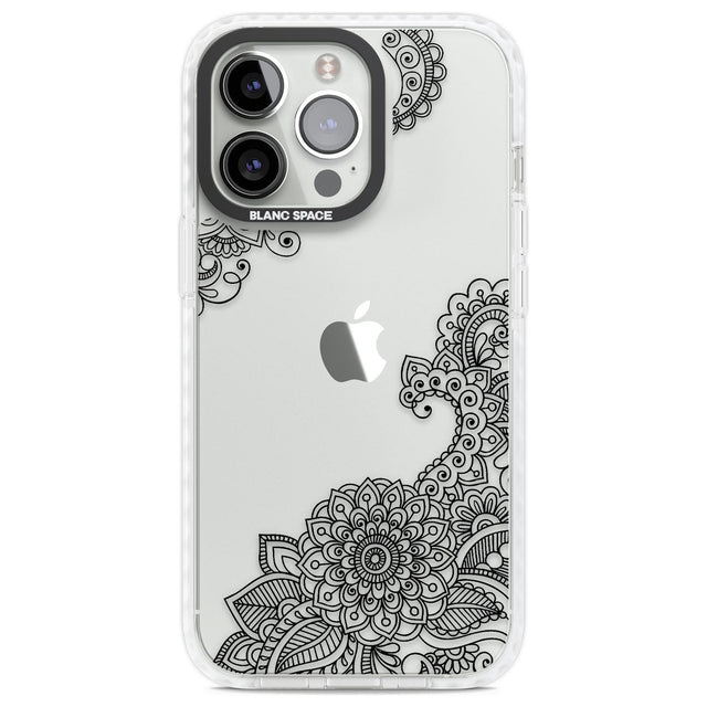 Black Henna Botanicals Phone Case iPhone 13 Pro / Impact Case,iPhone 14 Pro / Impact Case,iPhone 15 Pro Max / Impact Case,iPhone 15 Pro / Impact Case Blanc Space
