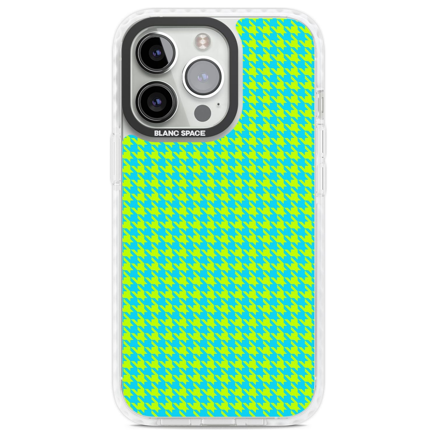 Neon Lime & Turquoise Houndstooth Pattern Phone Case iPhone 13 Pro / Impact Case,iPhone 14 Pro / Impact Case,iPhone 15 Pro Max / Impact Case,iPhone 15 Pro / Impact Case Blanc Space