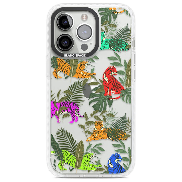 Colourful Tiger Jungle Cat Pattern Phone Case iPhone 13 Pro / Impact Case,iPhone 14 Pro / Impact Case,iPhone 15 Pro Max / Impact Case,iPhone 15 Pro / Impact Case Blanc Space