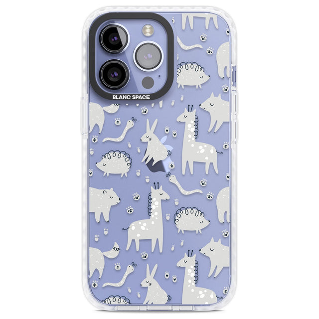 Adorable Mixed Animals Pattern (Clear) Phone Case iPhone 13 Pro / Impact Case,iPhone 14 Pro / Impact Case,iPhone 15 Pro Max / Impact Case,iPhone 15 Pro / Impact Case Blanc Space
