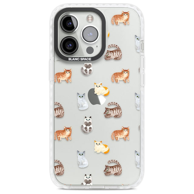 Cute Cat Pattern - Clear Phone Case iPhone 13 Pro / Impact Case,iPhone 14 Pro / Impact Case,iPhone 15 Pro Max / Impact Case,iPhone 15 Pro / Impact Case Blanc Space
