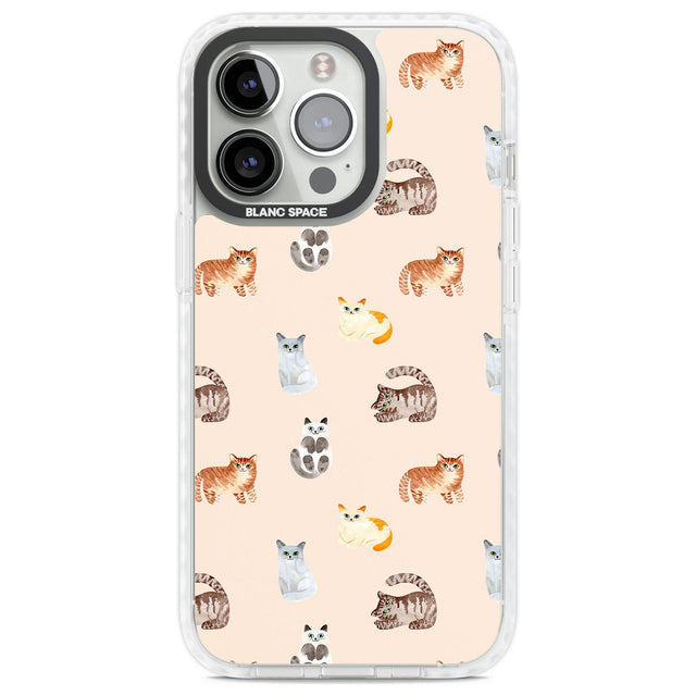 Cute Cat Pattern Phone Case iPhone 13 Pro / Impact Case,iPhone 14 Pro / Impact Case,iPhone 15 Pro Max / Impact Case,iPhone 15 Pro / Impact Case Blanc Space