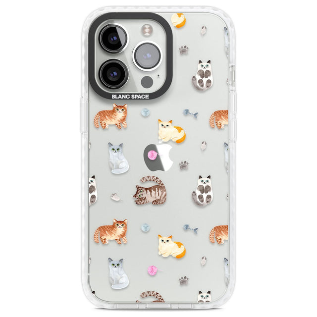 Cats with Toys - Clear Phone Case iPhone 13 Pro / Impact Case,iPhone 14 Pro / Impact Case,iPhone 15 Pro Max / Impact Case,iPhone 15 Pro / Impact Case Blanc Space