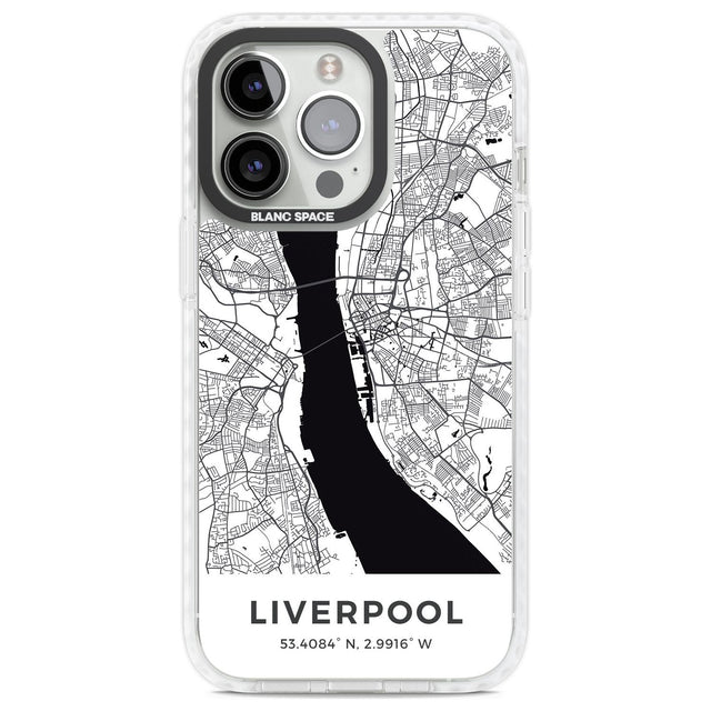 Map of Liverpool, England Phone Case iPhone 13 Pro / Impact Case,iPhone 14 Pro / Impact Case,iPhone 15 Pro Max / Impact Case,iPhone 15 Pro / Impact Case Blanc Space