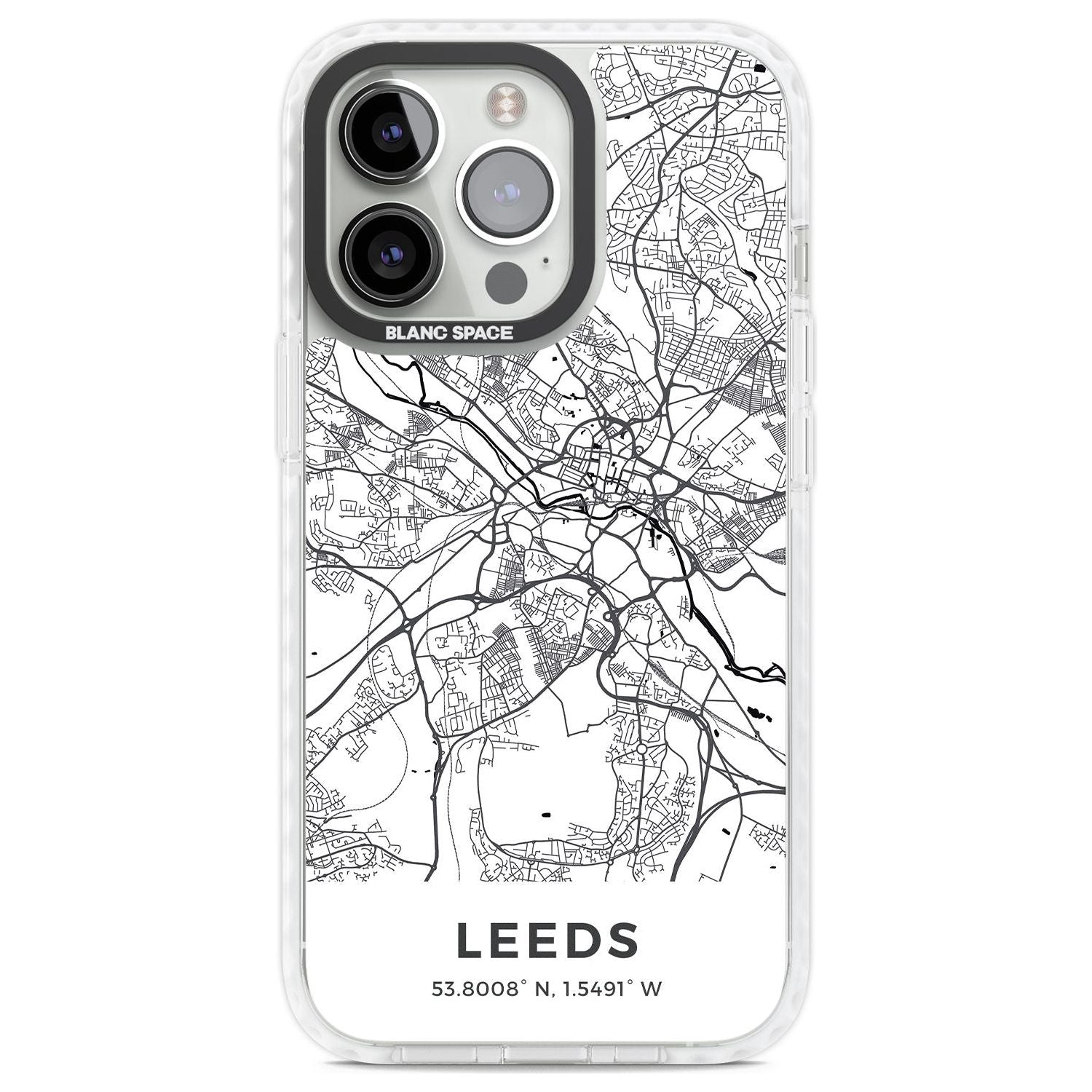 Map of Leeds, England Phone Case iPhone 13 Pro / Impact Case,iPhone 14 Pro / Impact Case,iPhone 15 Pro Max / Impact Case,iPhone 15 Pro / Impact Case Blanc Space
