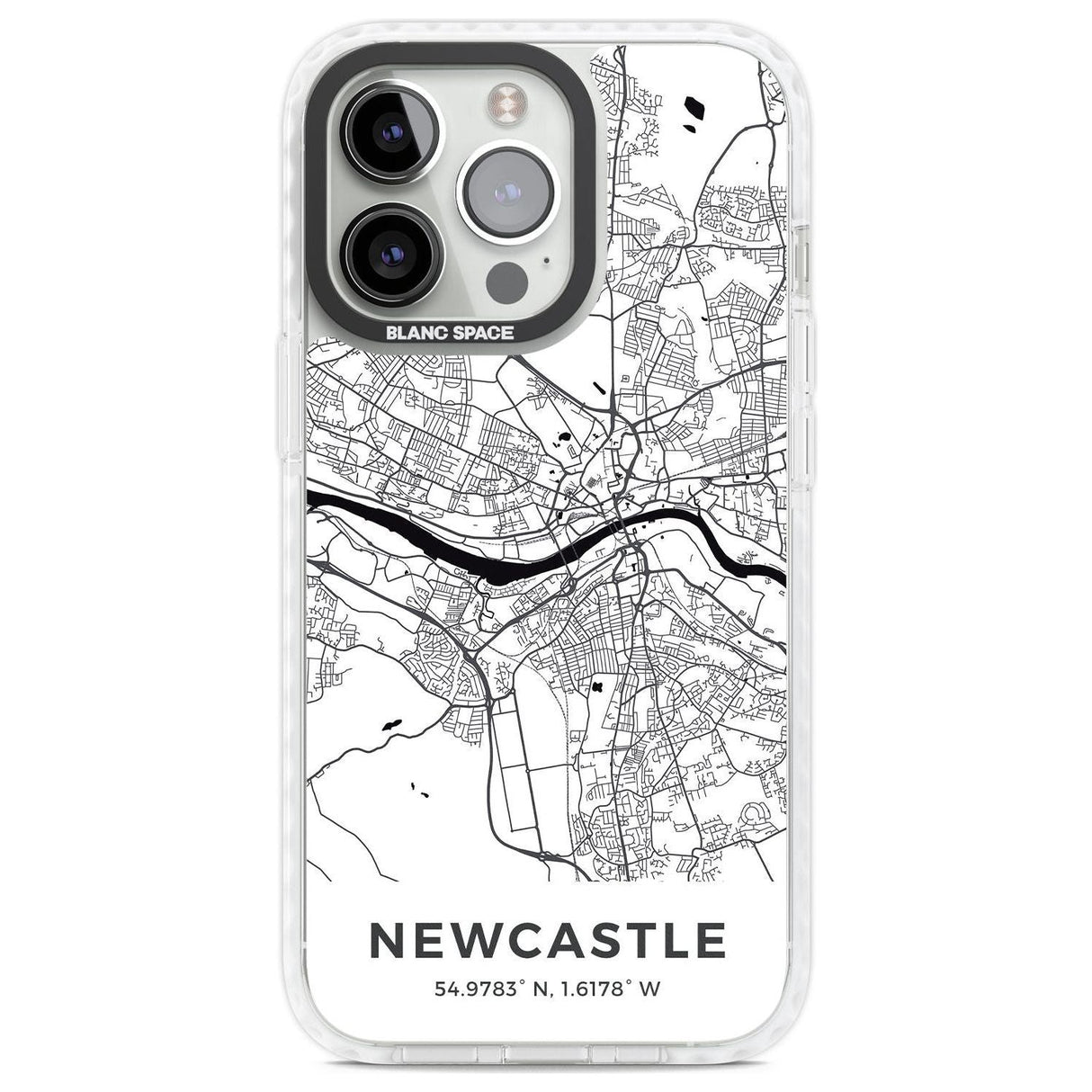 Map of Newcastle, England Phone Case iPhone 13 Pro / Impact Case,iPhone 14 Pro / Impact Case,iPhone 15 Pro Max / Impact Case,iPhone 15 Pro / Impact Case Blanc Space