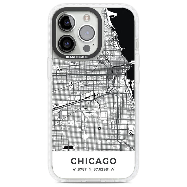Map of Chicago, Illinois Phone Case iPhone 13 Pro / Impact Case,iPhone 14 Pro / Impact Case,iPhone 15 Pro Max / Impact Case,iPhone 15 Pro / Impact Case Blanc Space