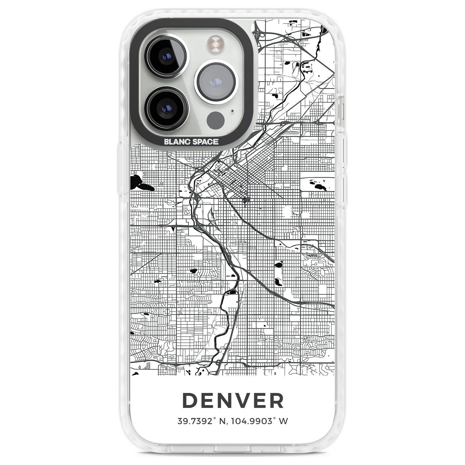Map of Denver, Colorado Phone Case iPhone 13 Pro / Impact Case,iPhone 14 Pro / Impact Case,iPhone 15 Pro Max / Impact Case,iPhone 15 Pro / Impact Case Blanc Space