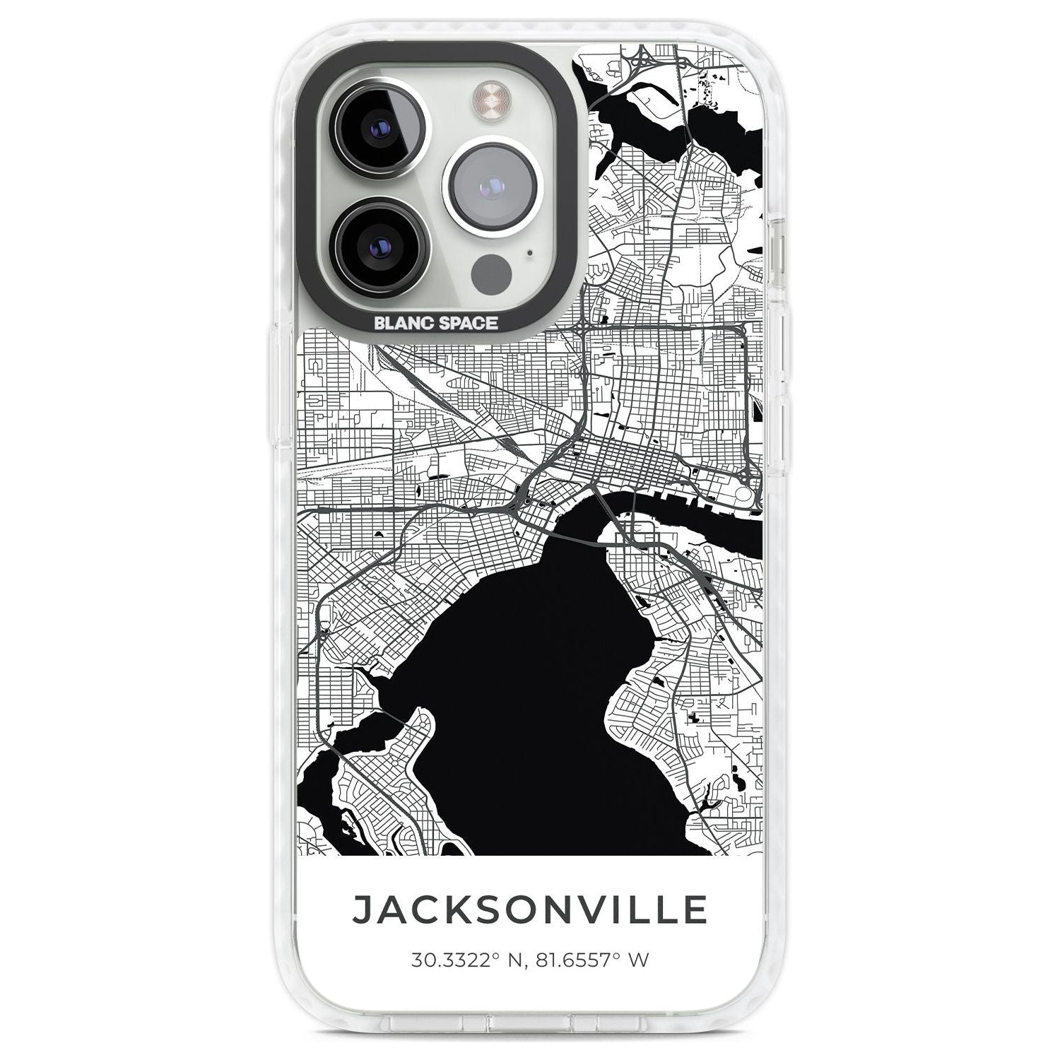 Map of Jacksonville, Florida Phone Case iPhone 13 Pro / Impact Case,iPhone 14 Pro / Impact Case,iPhone 15 Pro Max / Impact Case,iPhone 15 Pro / Impact Case Blanc Space