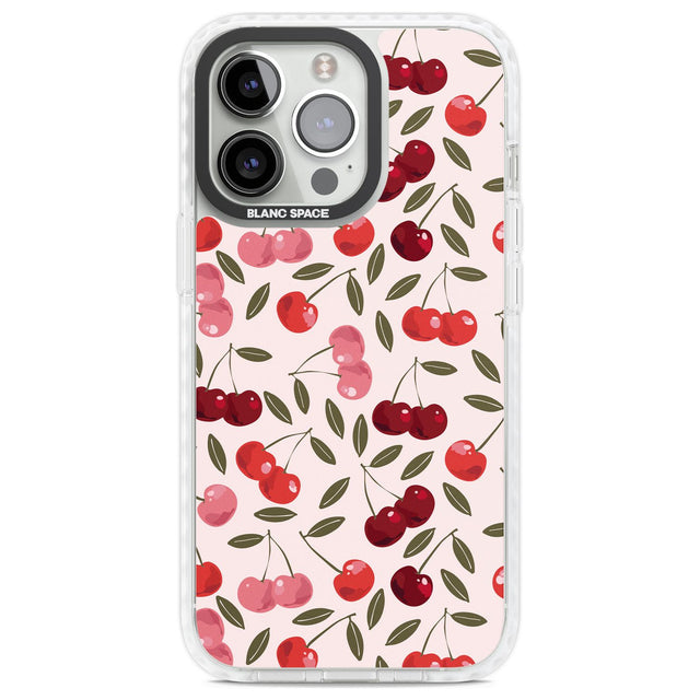 Fruity & Fun Patterns Cherries Phone Case iPhone 13 Pro / Impact Case,iPhone 14 Pro / Impact Case,iPhone 15 Pro / Impact Case,iPhone 15 Pro Max / Impact Case Blanc Space