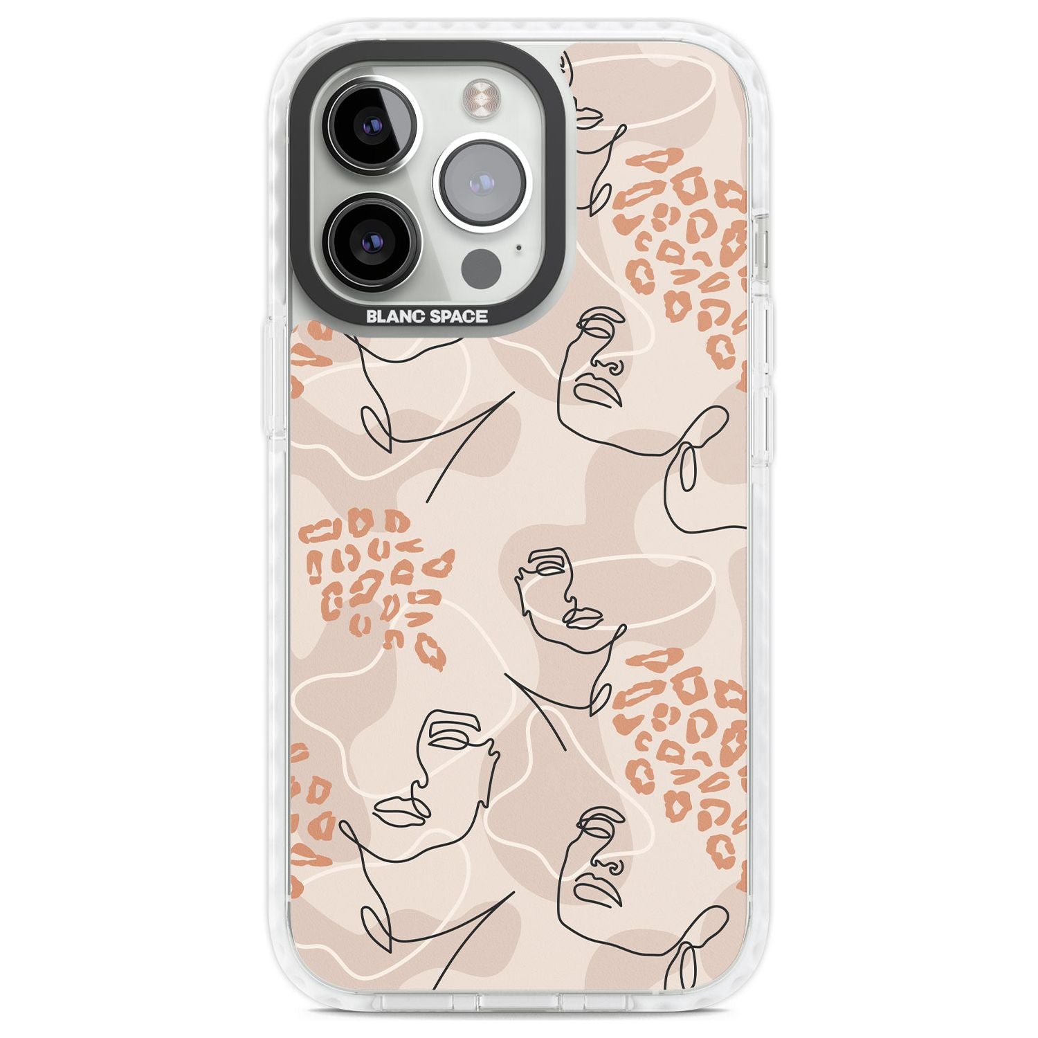 Leopard Print Stylish Abstract Faces Phone Case iPhone 13 Pro / Impact Case,iPhone 14 Pro / Impact Case,iPhone 15 Pro Max / Impact Case,iPhone 15 Pro / Impact Case Blanc Space