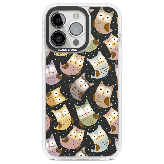 Cute Owl Pattern Phone Case iPhone 13 Pro / Impact Case,iPhone 14 Pro / Impact Case,iPhone 15 Pro / Impact Case,iPhone 15 Pro Max / Impact Case Blanc Space
