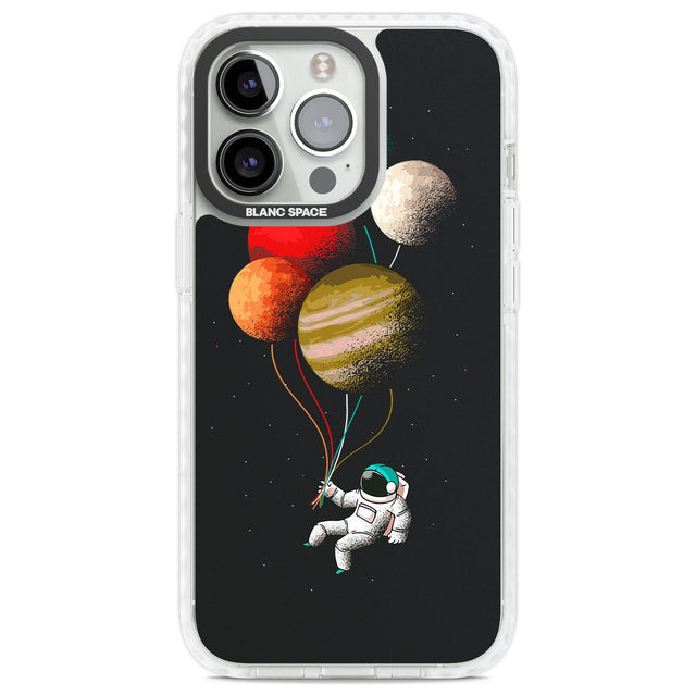 Astronaut Balloon Planets Phone Case iPhone 13 Pro / Impact Case,iPhone 14 Pro / Impact Case,iPhone 15 Pro / Impact Case,iPhone 15 Pro Max / Impact Case Blanc Space