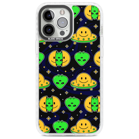Alien Head Pattern Phone Case iPhone 13 Pro Max / Impact Case,iPhone 14 Pro Max / Impact Case Blanc Space
