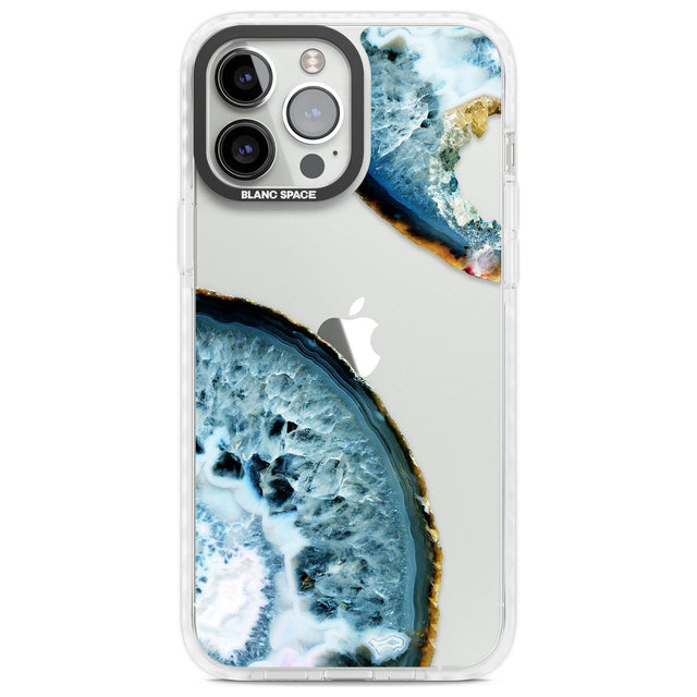 Blue, White & Yellow Agate Gemstone Phone Case iPhone 13 Pro Max / Impact Case,iPhone 14 Pro Max / Impact Case Blanc Space