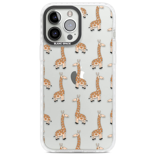 Cute Giraffe Pattern Clear Phone Case iPhone 13 Pro Max / Impact Case,iPhone 14 Pro Max / Impact Case Blanc Space