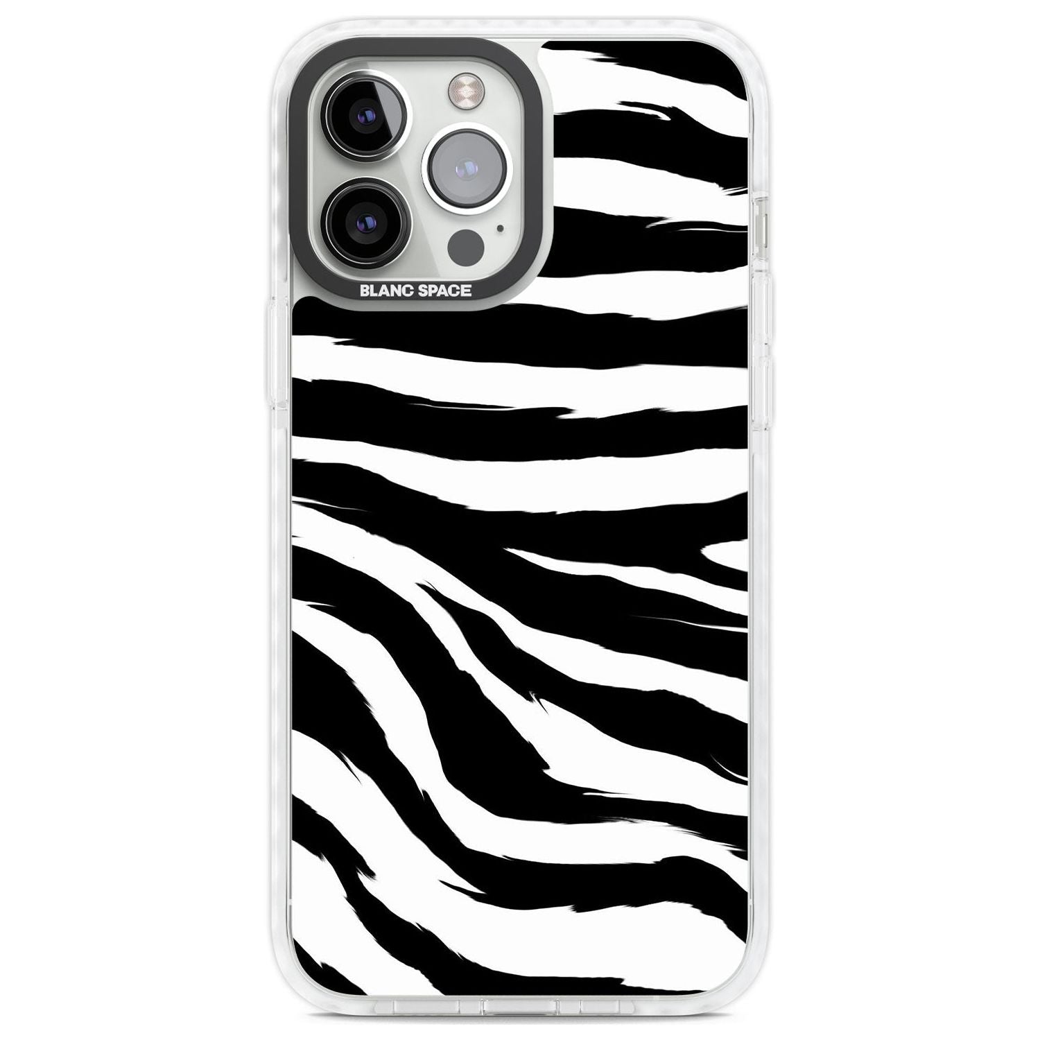 Black Zebra Print Phone Case iPhone 13 Pro Max / Impact Case,iPhone 14 Pro Max / Impact Case Blanc Space