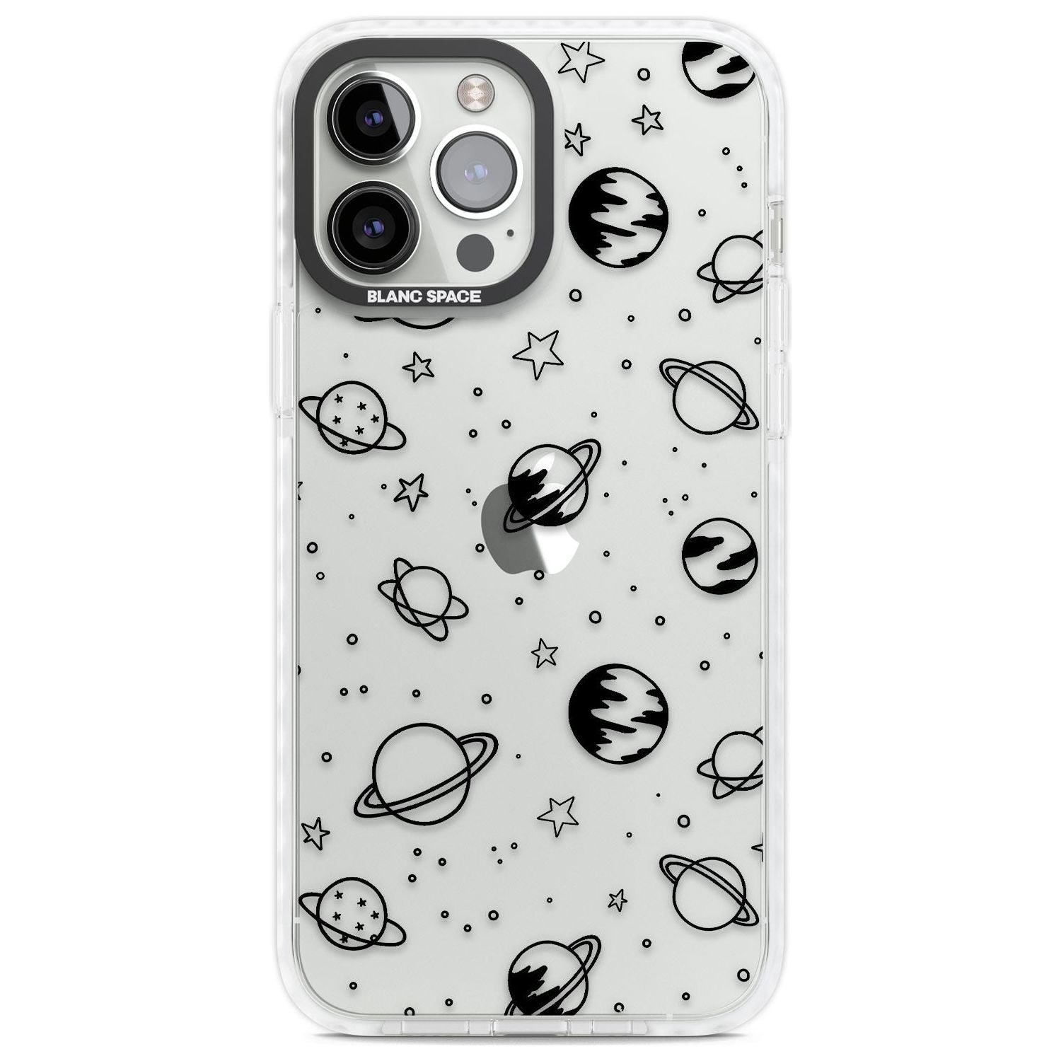 Cosmic Outer Space Design Black on Clear Phone Case iPhone 13 Pro Max / Impact Case,iPhone 14 Pro Max / Impact Case Blanc Space