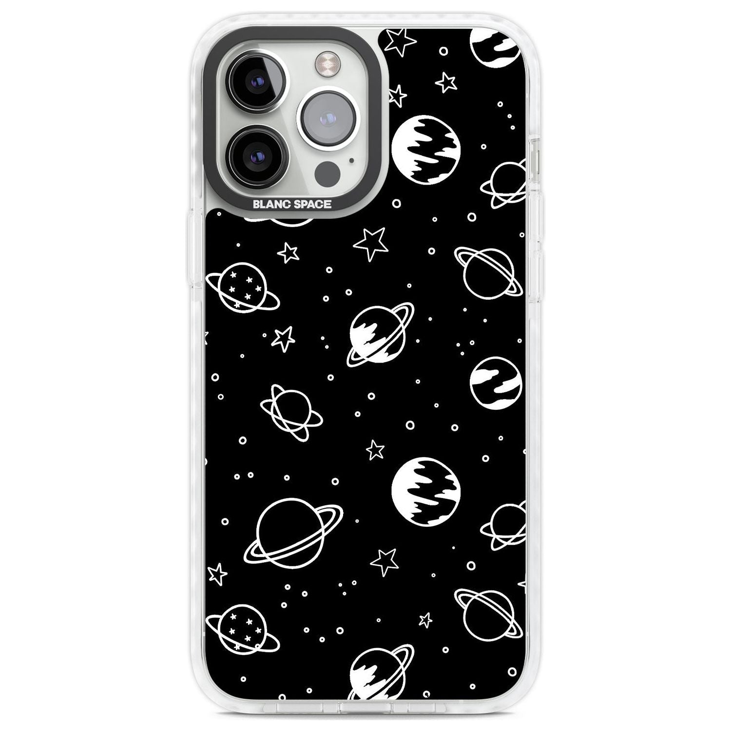 Cosmic Outer Space Design White on Black Phone Case iPhone 13 Pro Max / Impact Case,iPhone 14 Pro Max / Impact Case Blanc Space