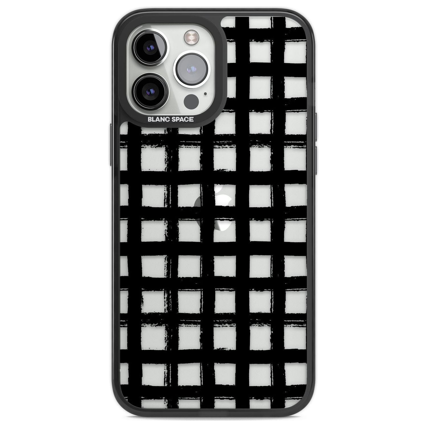 Messy Black Grid - Clear Phone Case iPhone 13 Pro Max / Black Impact Case,iPhone 14 Pro Max / Black Impact Case Blanc Space