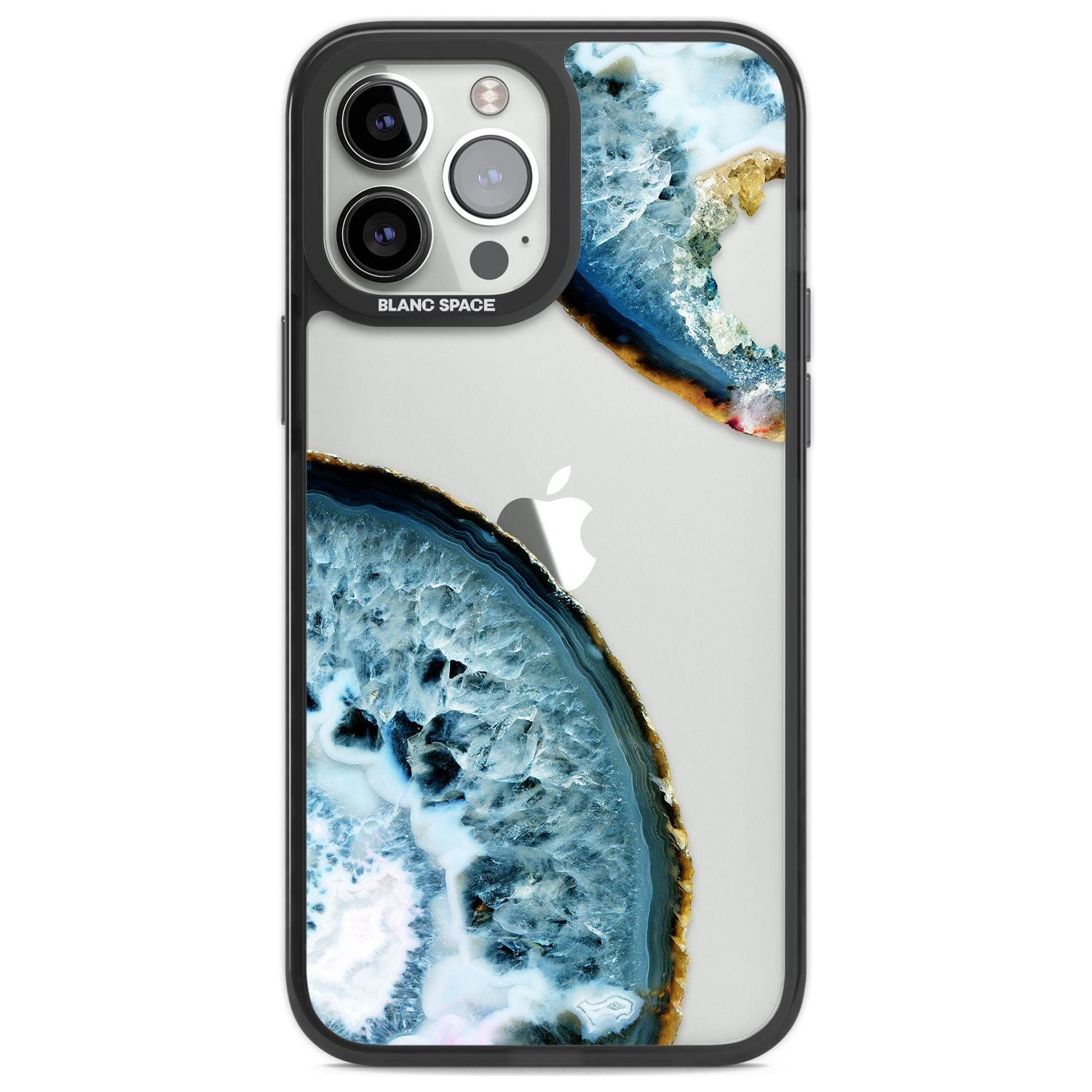 Blue, White & Yellow Agate Gemstone Phone Case iPhone 13 Pro Max / Black Impact Case,iPhone 14 Pro Max / Black Impact Case Blanc Space
