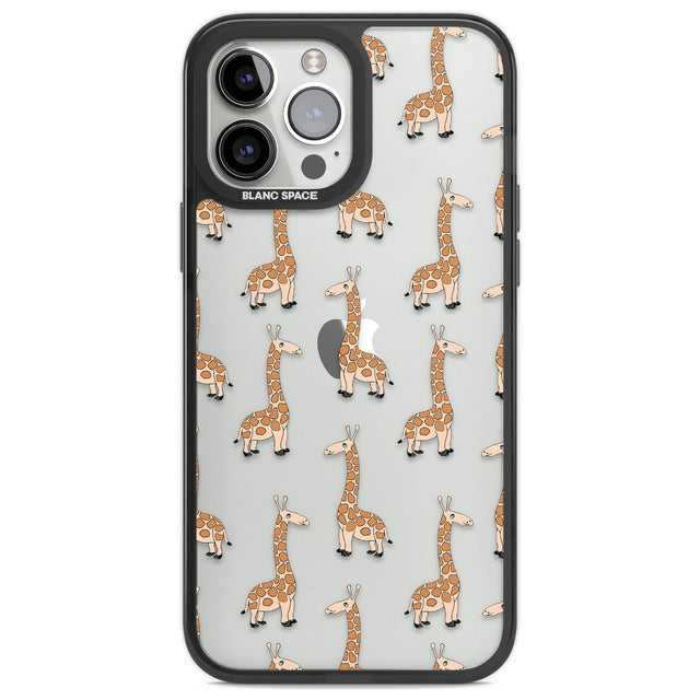 Cute Giraffe Pattern Clear Phone Case iPhone 14 Pro Max / Black Impact Case,iPhone 13 Pro Max / Black Impact Case Blanc Space