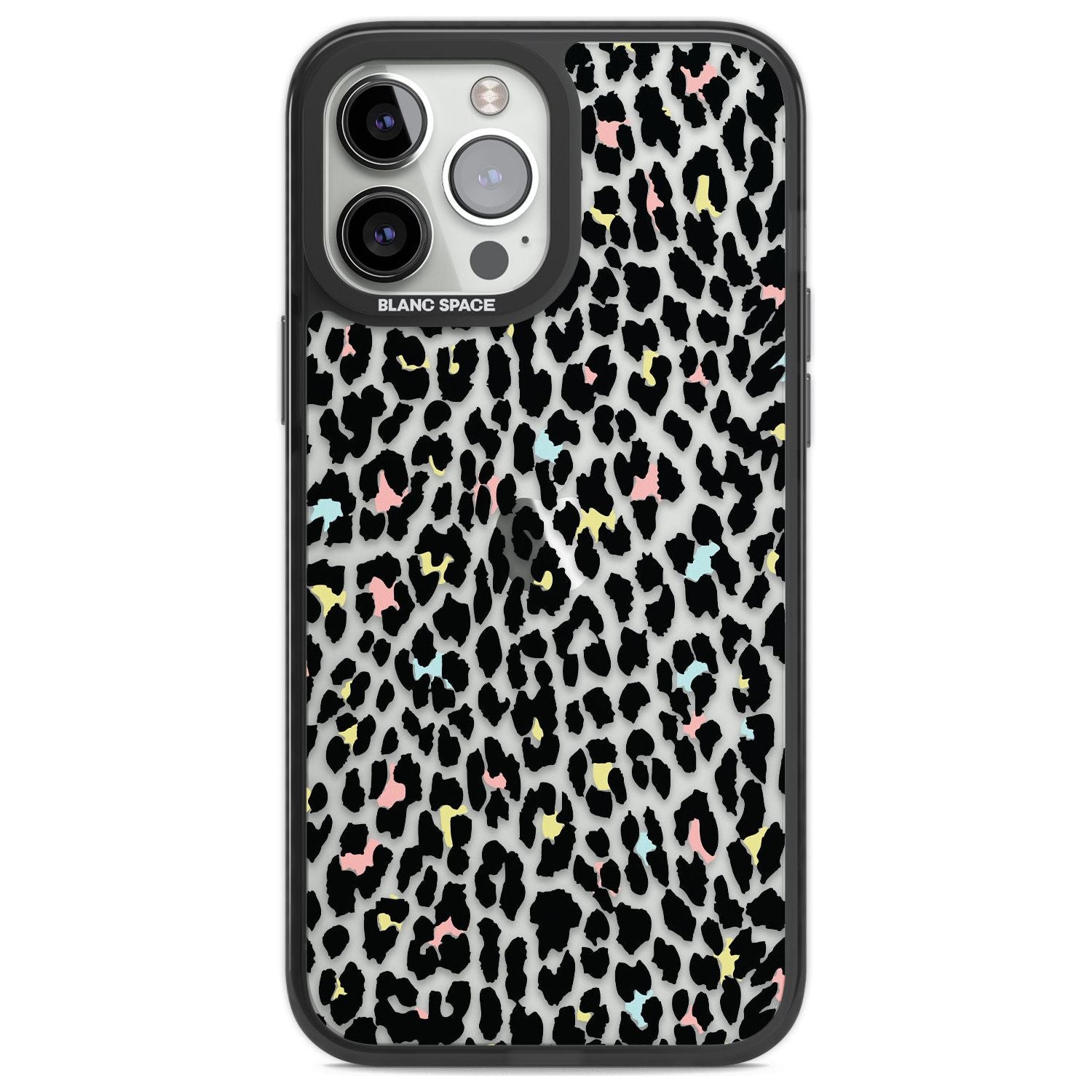 Mixed Pastels Leopard Print - Transparent Phone Case iPhone 13 Pro Max / Black Impact Case,iPhone 14 Pro Max / Black Impact Case Blanc Space