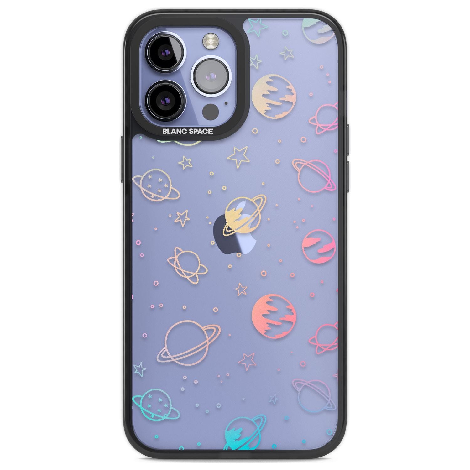 Cosmic Outer Space Design Pastels on Clear Phone Case iPhone 13 Pro Max / Black Impact Case,iPhone 14 Pro Max / Black Impact Case Blanc Space