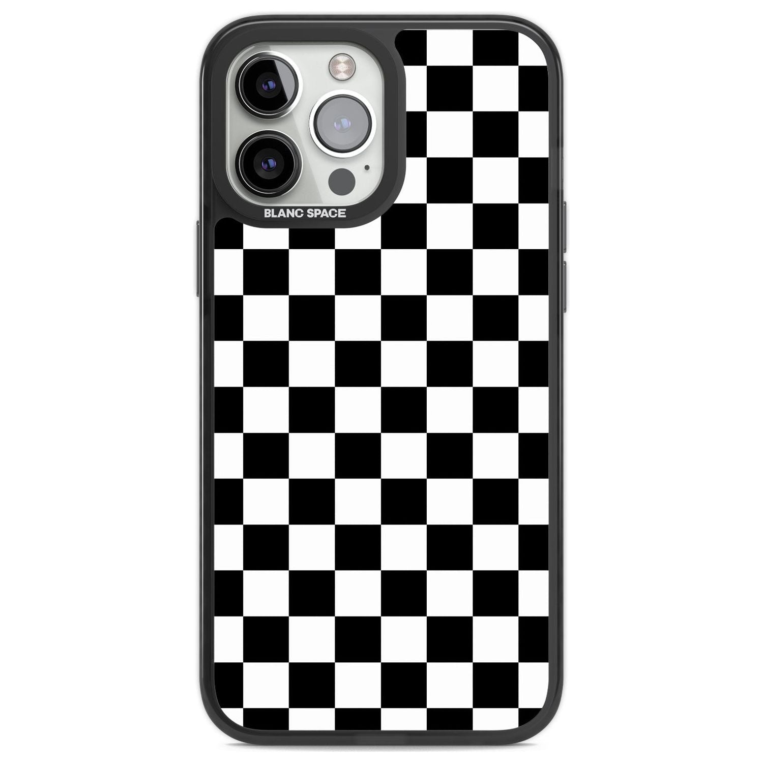 Black Checkered Phone Case iPhone 13 Pro Max / Black Impact Case,iPhone 14 Pro Max / Black Impact Case Blanc Space