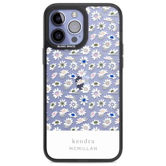 Personalised Grey & White Daisies Floral Design Custom Phone Case iPhone 13 Pro Max / Black Impact Case,iPhone 14 Pro Max / Black Impact Case Blanc Space
