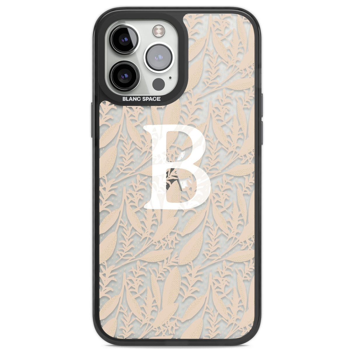 Personalised Subtle Monogram Abstract Floral Custom Phone Case iPhone 13 Pro Max / Black Impact Case,iPhone 14 Pro Max / Black Impact Case Blanc Space